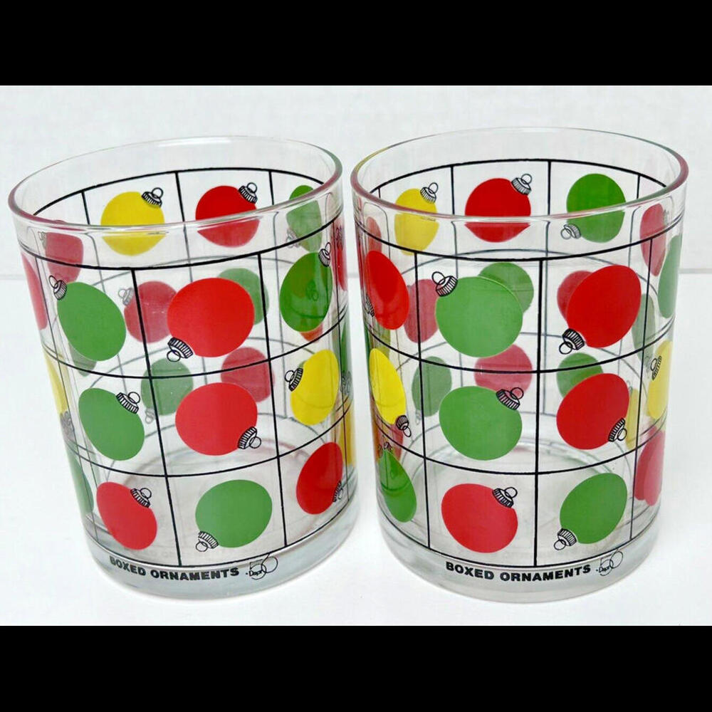 Vintage RARE Department 56 Eatons Boxed Ornaments Christmas Drinking Glasses (2)